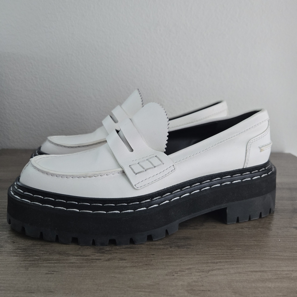 Proenza Schouler Lug Sole Platform Loafers Leather Chunky Sole Ivory Size 39.5
